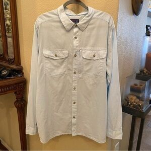 PATAGONIA Men Light Blue Organic Cotton Hemp Blend Long Sleeve Top Size XXL